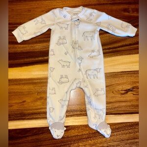 Carter's White and Gray Animal Print Footie